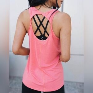 ZYIA Coral Pink Racerback Tank with Cutout Back NWT